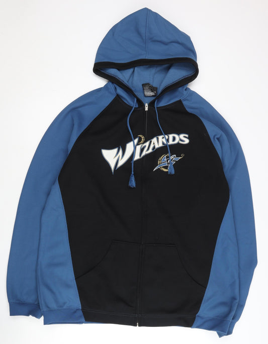 Adidas Mens Black Blue Wizards Full Zip Hoodie XL Basketball