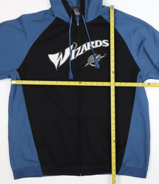 Adidas Mens Black Blue Wizards Full Zip Hoodie XL Basketball