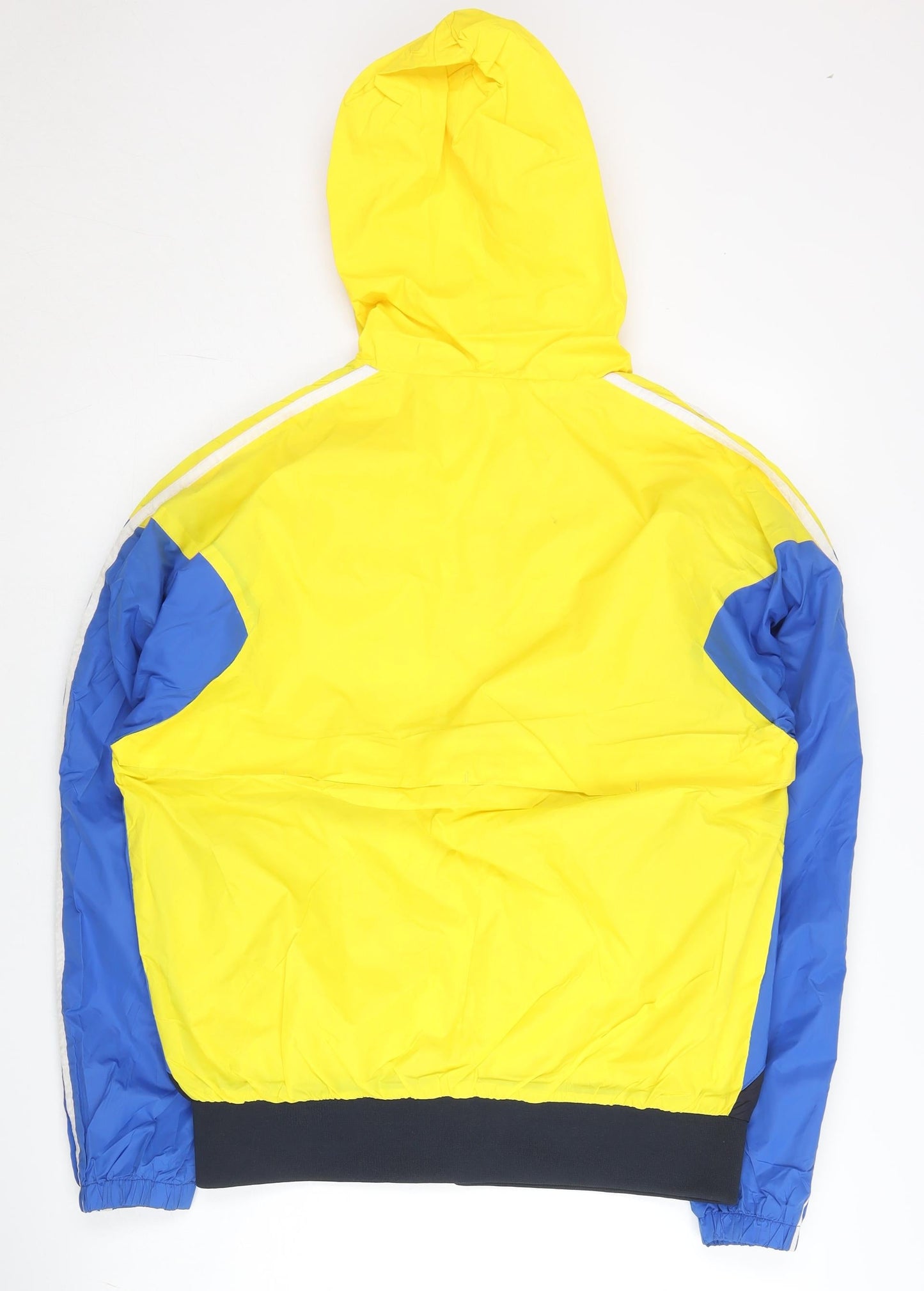 Adidas Men’s Blue Yellow Track Jacket L Colourblock Hooded Full Zip