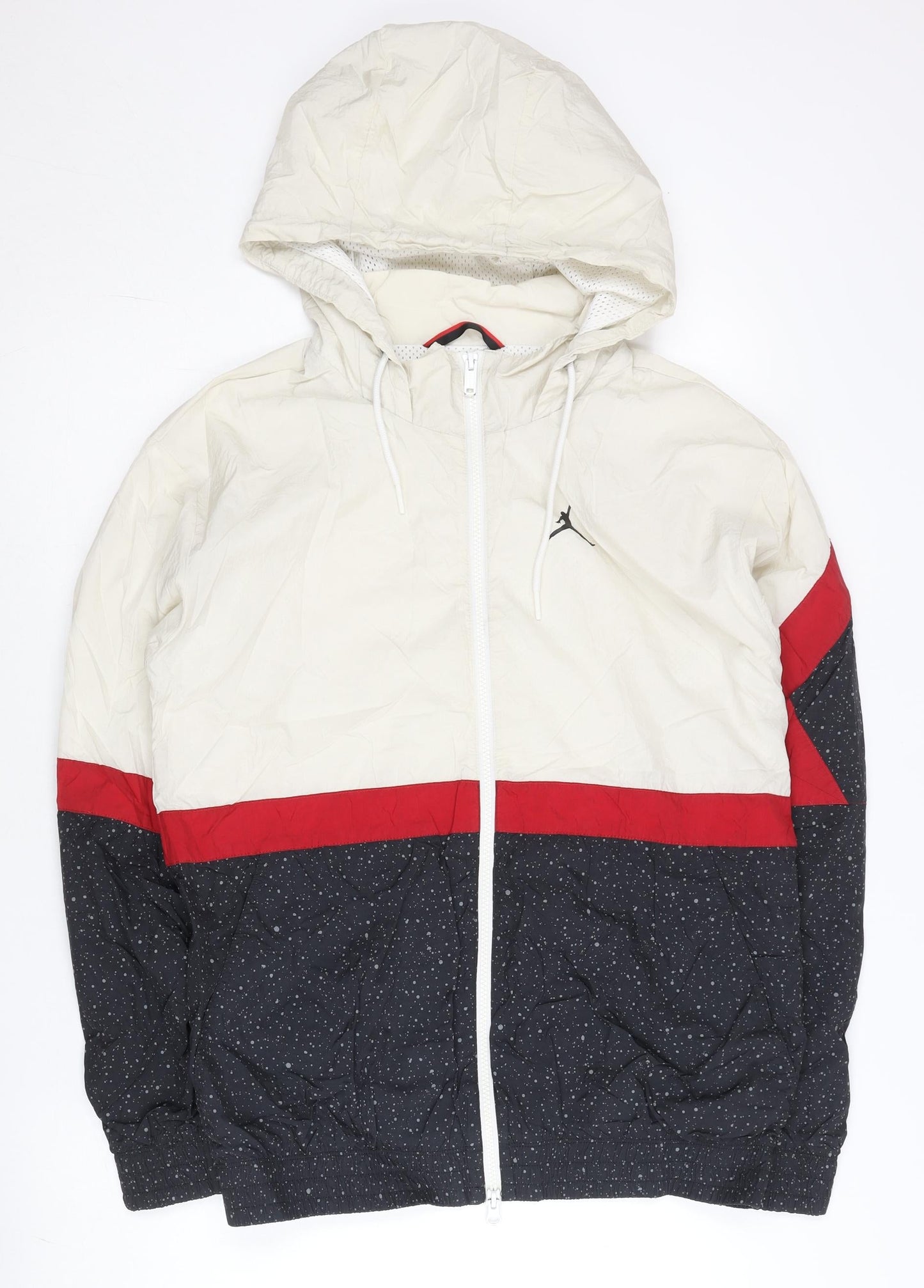 Jordan Men's Ivory Colourblock M Windbreaker Jacket Hooded Full Zip