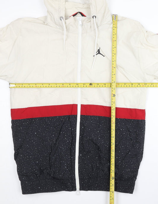 Jordan Men's Ivory Colourblock M Windbreaker Jacket Hooded Full Zip