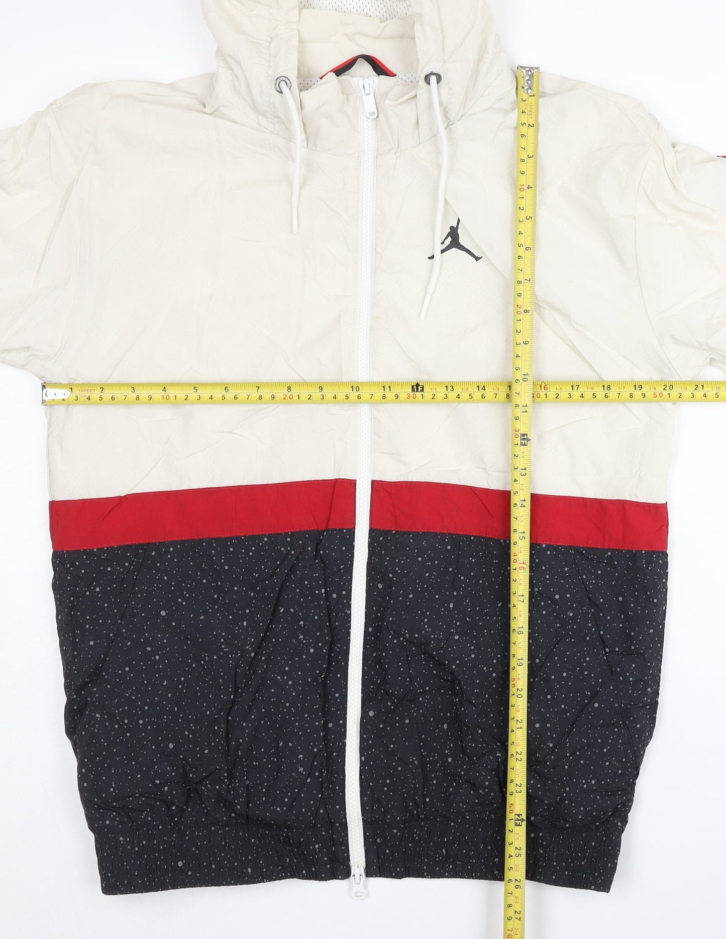 Jordan Men's Ivory Colourblock M Windbreaker Jacket Hooded Full Zip