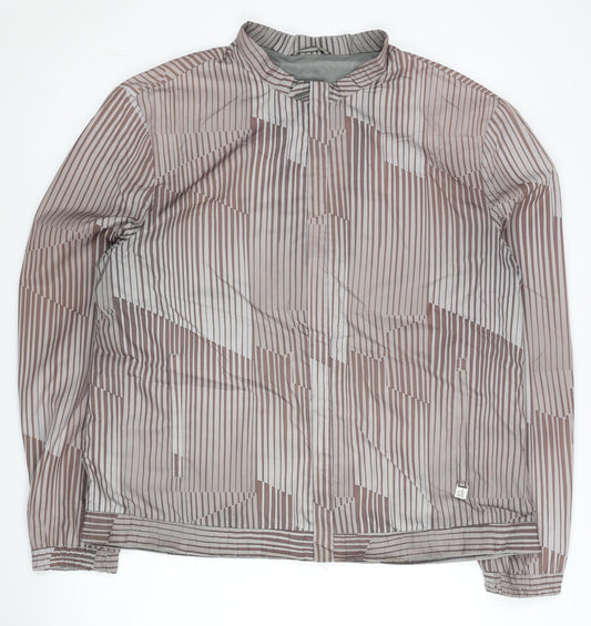 Calvin Klein Men’s Brown Striped L Windbreaker Jacket Polyester