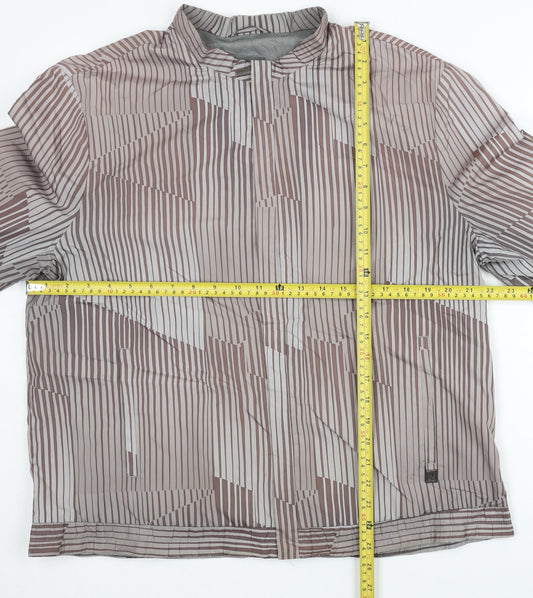Calvin Klein Men’s Brown Striped L Windbreaker Jacket Polyester