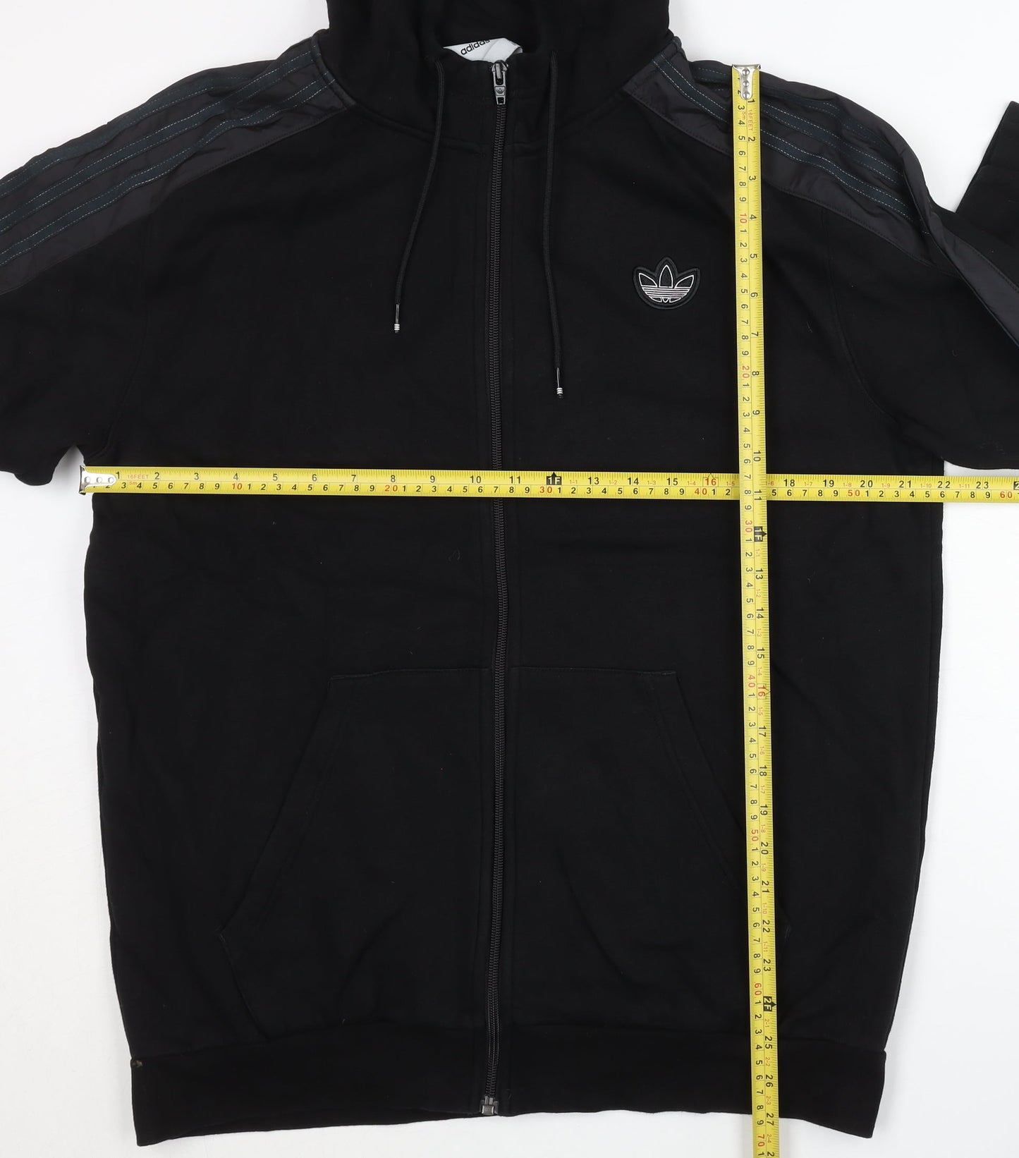Adidas Men's Black Full Zip Hoodie L Sports Logo Fleece