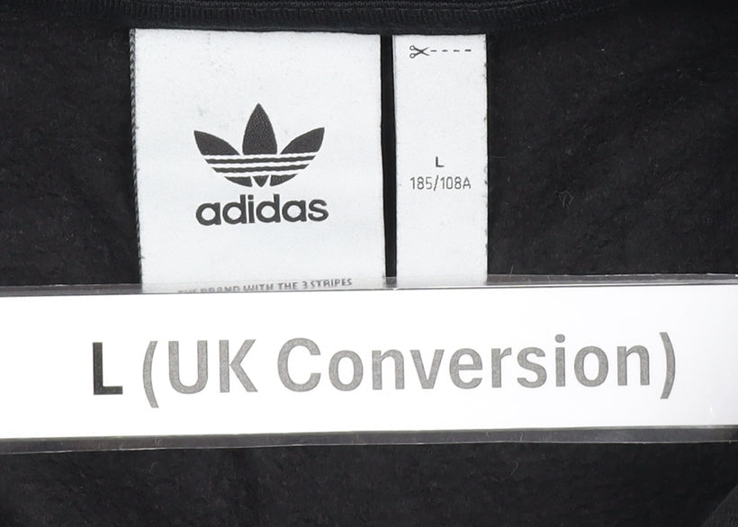 Adidas Men's Black Full Zip Hoodie L Sports Logo Fleece