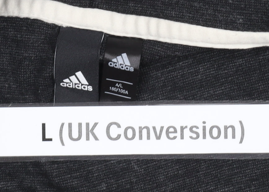 Adidas Men’s Black Full Zip Hoodie L Knit Cotton Blend