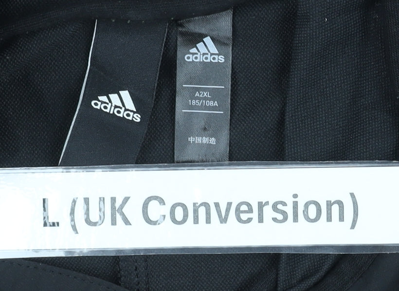 Adidas Women’s Black Long Parka Jacket L Hooded Full Zip Logo