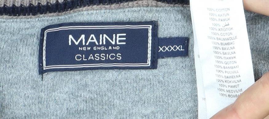 Maine New England Men’s Brown 4XL Cotton V-Neck Jumper Knitwear