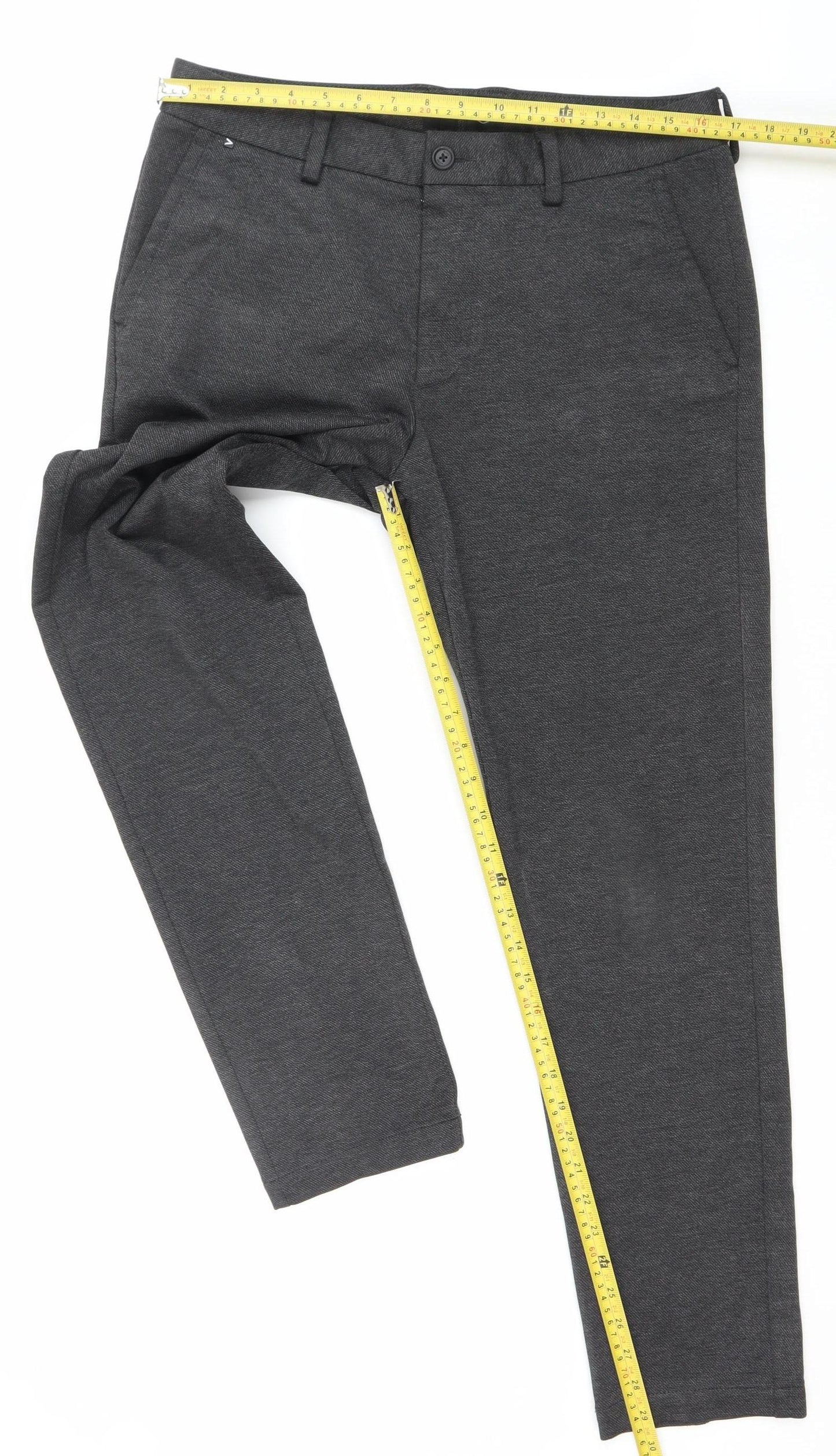 BOSS Men's Grey Slim Fit Herringbone Trousers 32W 32L