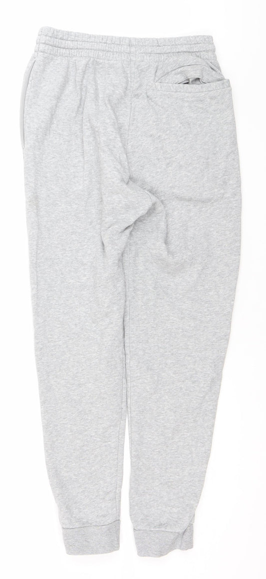 Adidas Men's Grey S Jogger Trousers Cotton Blend Elastic Waist