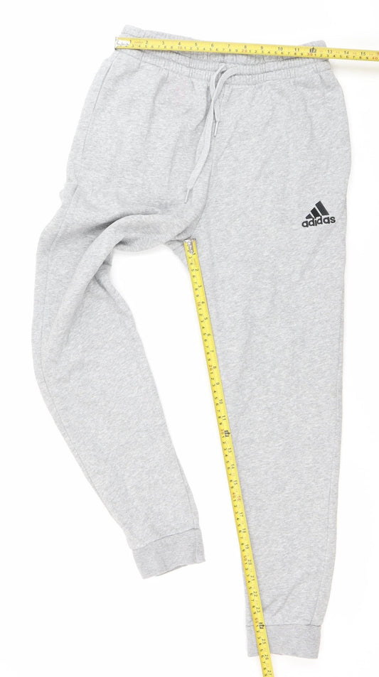 Adidas Men's Grey S Jogger Trousers Cotton Blend Elastic Waist