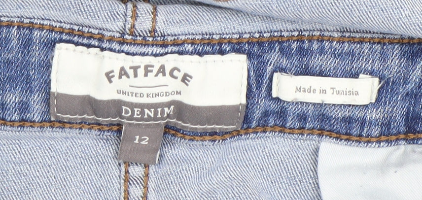 FatFace Women’s Blue Denim Pinafore Dress Size 12 Casual Pockets