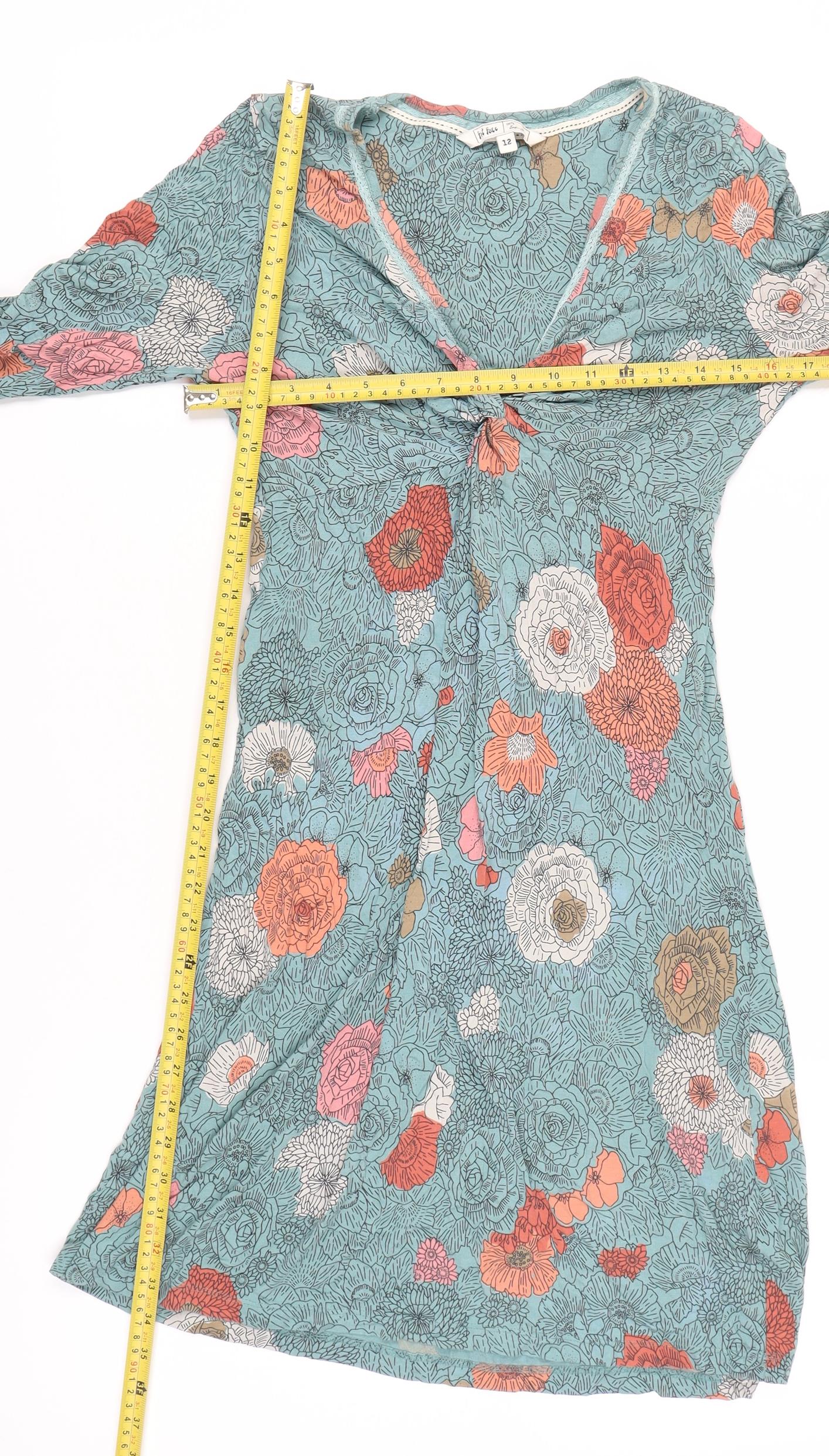 Fat Face Women's Multicoloured Floral A-Line Dress Size 12 Viscose