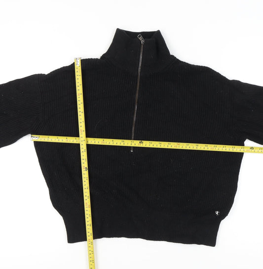 Calvin Klein Jeans Women's Black L High Neck Half Zip Jumper