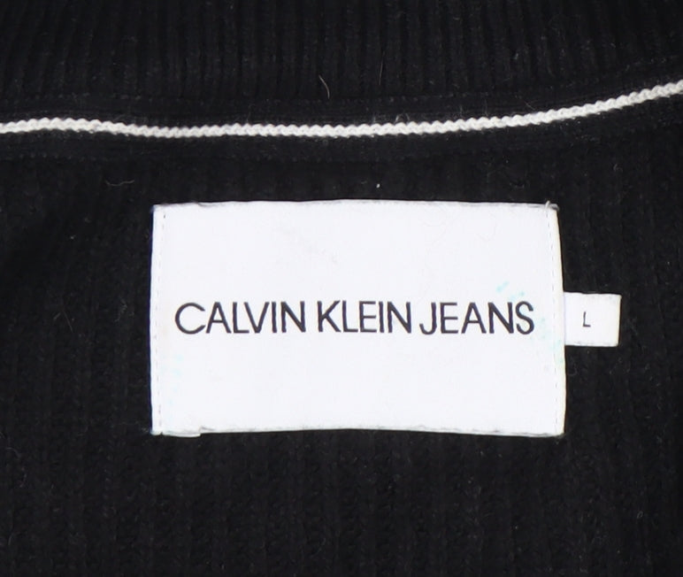 Calvin Klein Jeans Women's Black L High Neck Half Zip Jumper
