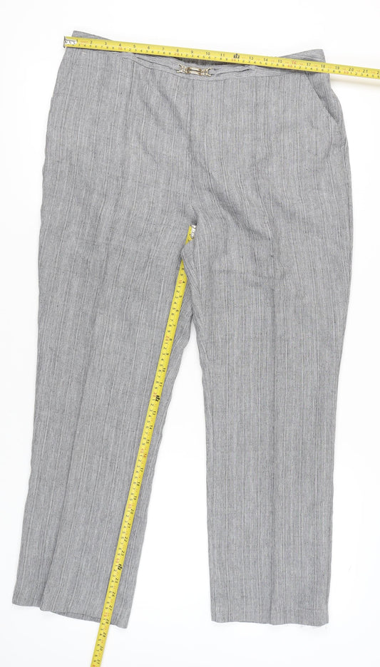 Damart Women’s Grey Straight Leg Trousers UK 20 Elastic Waist 29in