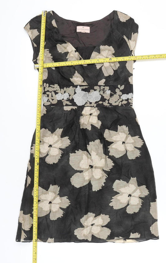 Fenn Wright Manson Petites Black Floral Sheath Dress Size 8