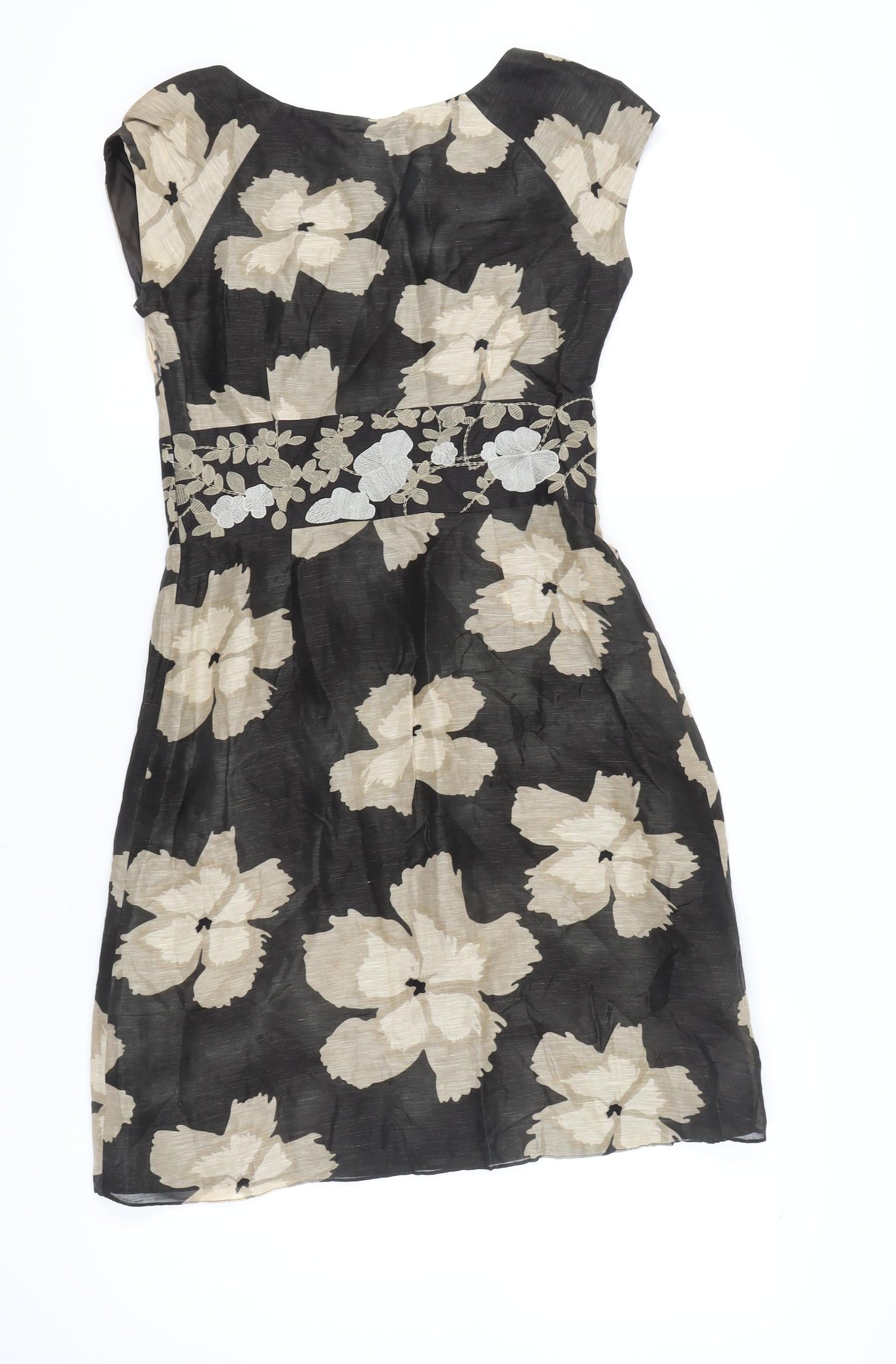 Fenn Wright Manson Petites Black Floral Sheath Dress Size 8