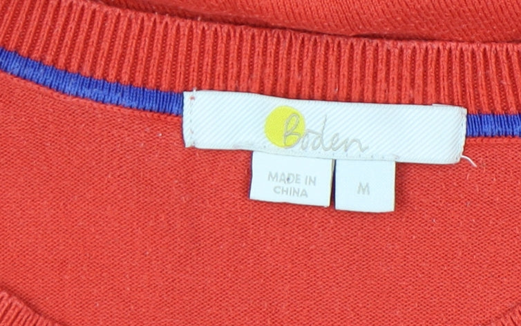 Boden Women's Red Crew Neck Cotton Blend Jumper Size M