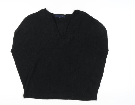 French Connection Women’s Black V-Neck Knit Top L Regular Fit