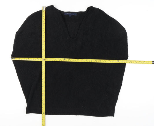 French Connection Women’s Black V-Neck Knit Top L Regular Fit