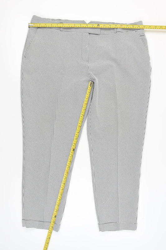Dorothy Perkins Women's Black Houndstooth Slim Trousers Size 18