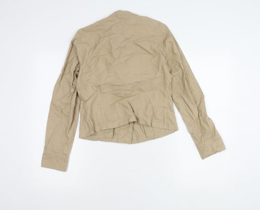 Laura Ashley Women’s Beige Military Jacket UK 8 Cotton Linen Long Sleeve