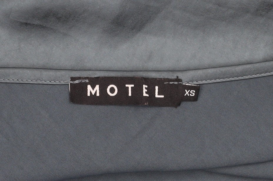 Motel Women’s Blue Satin XS Slip Dress Sleeveless Scoop Neck Short
