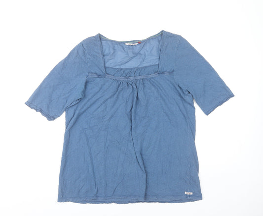White Stuff Women's Blue Size 14 Tunic Blouse Short Sleeve Cotton
