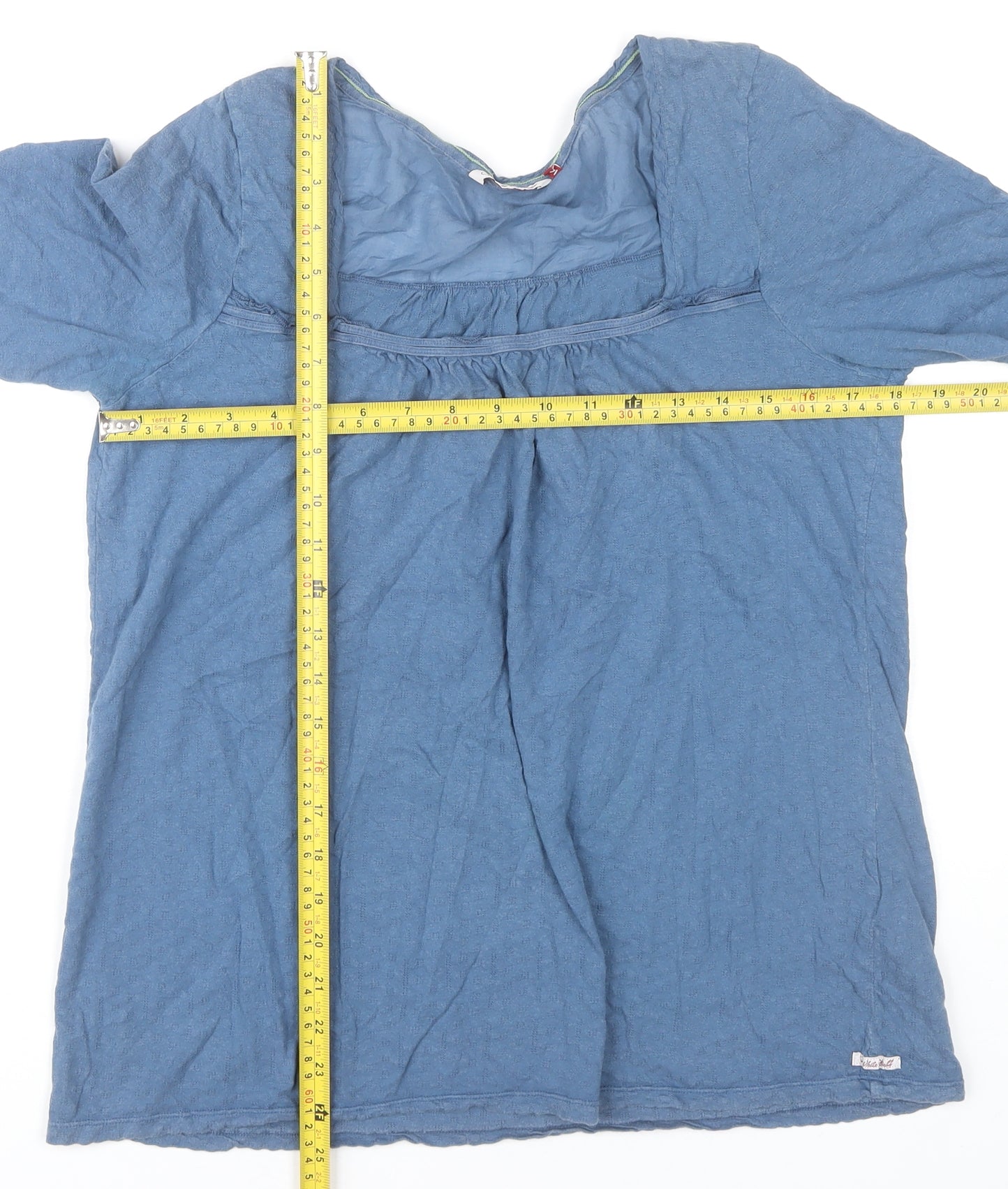 White Stuff Women's Blue Size 14 Tunic Blouse Short Sleeve Cotton