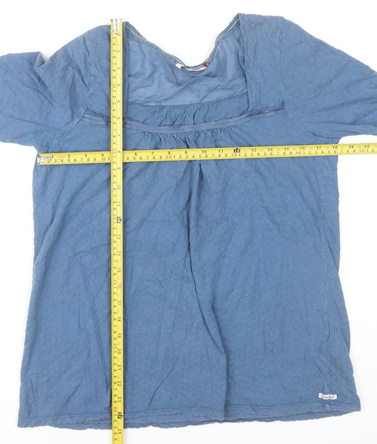 White Stuff Women's Blue Size 14 Tunic Blouse Short Sleeve Cotton