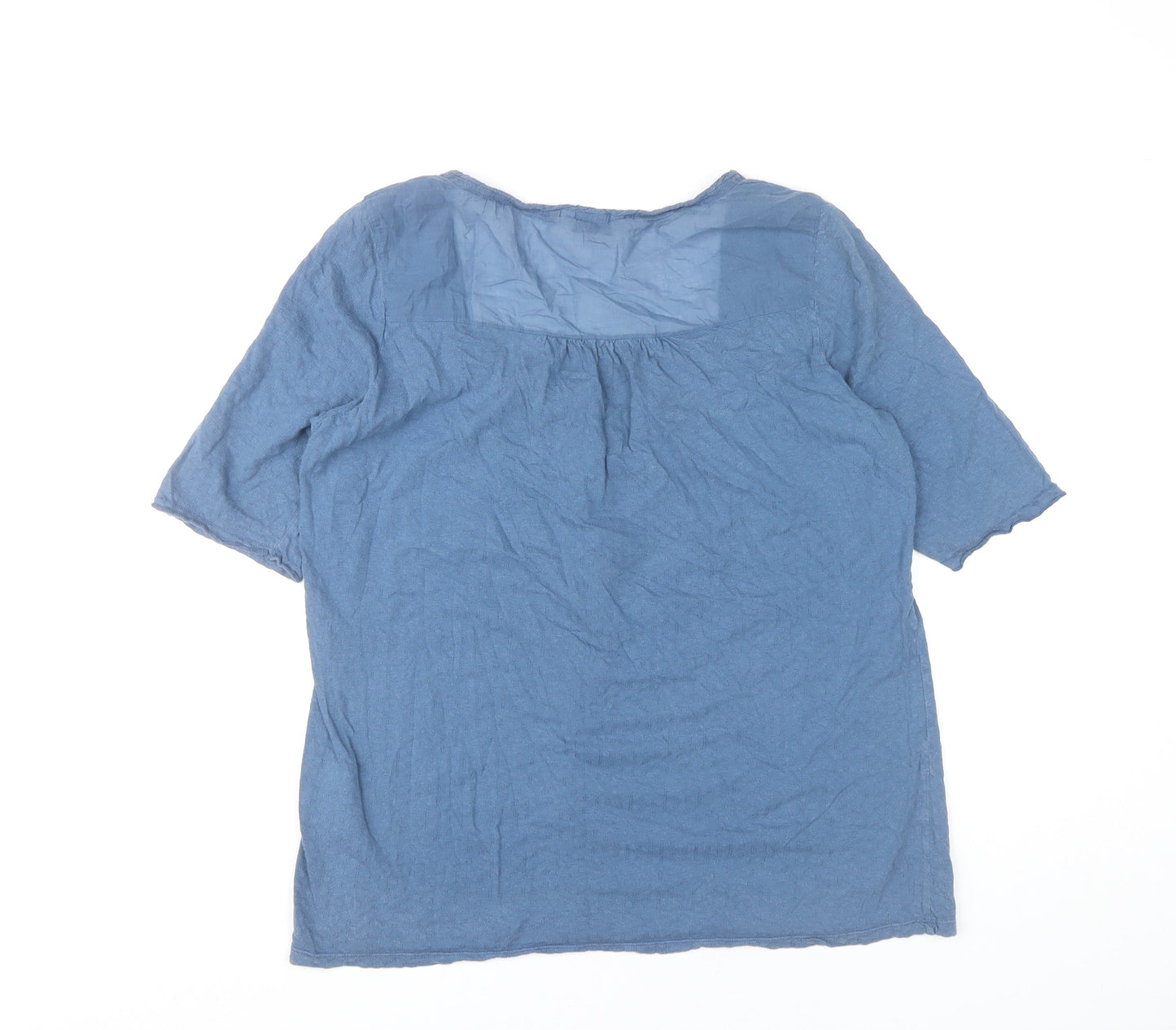 White Stuff Women's Blue Size 14 Tunic Blouse Short Sleeve Cotton