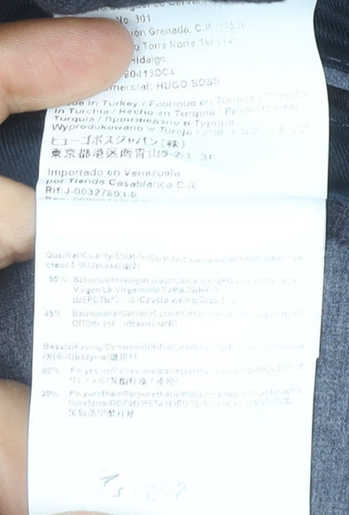 Hugo Boss Men's Blue Check Wool Blend Dress Trousers L 36W 32L