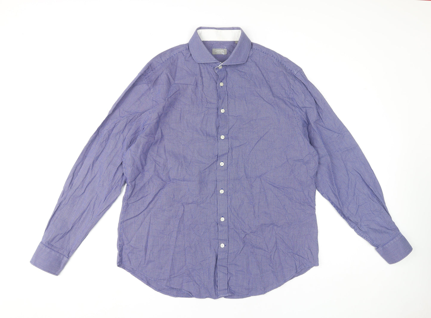 Jaeger Men’s Purple Geometric Cotton Regular Fit Dress Shirt XL 17in