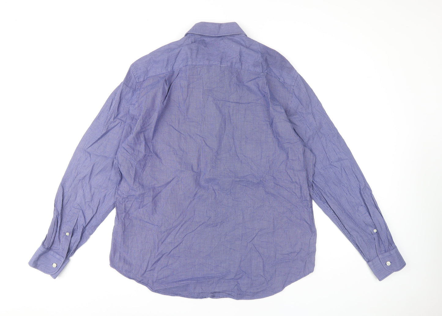 Jaeger Men’s Purple Geometric Cotton Regular Fit Dress Shirt XL 17in