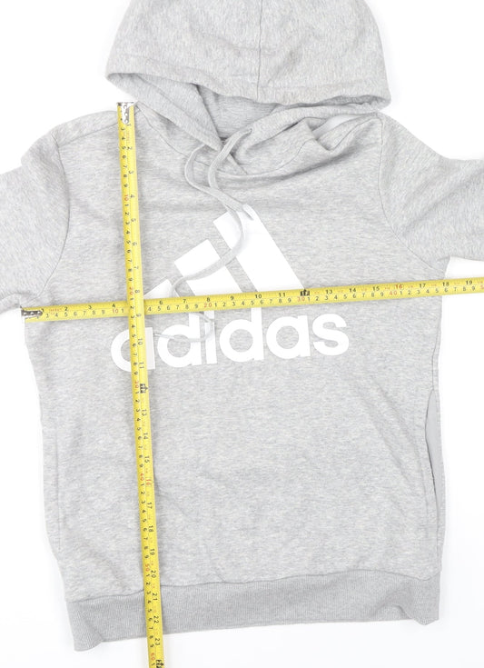 Adidas Women’s Grey Pullover Hoodie Size S Regular Fit Sports Logo