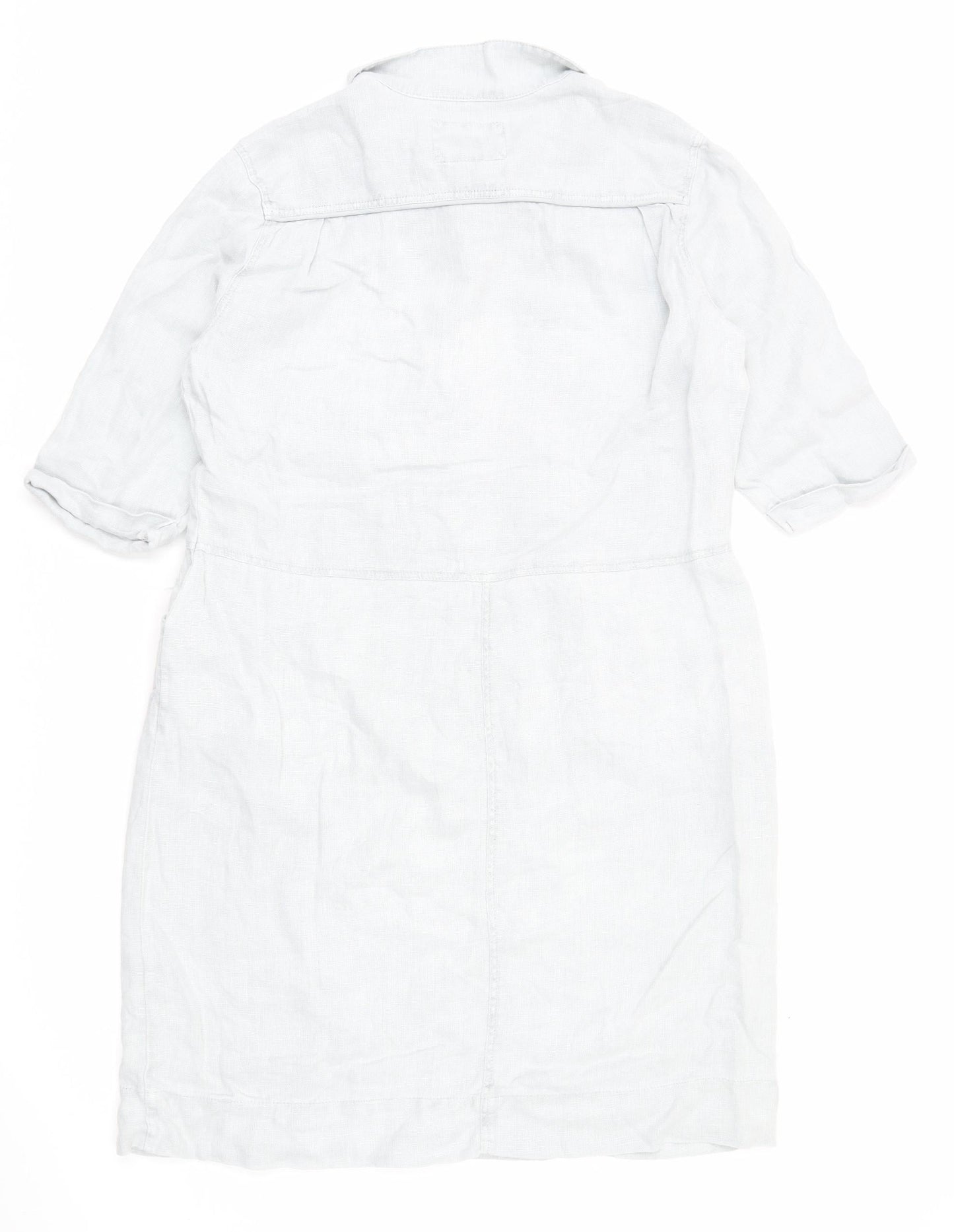 Poetry Women’s White Linen Collared Knee Length Shirt Dress Size 12