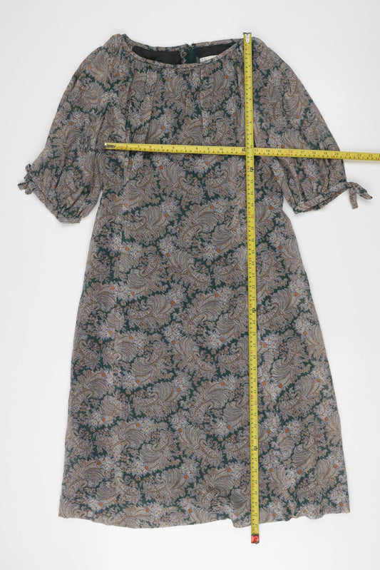 Linda Leigh Women’s Multicoloured Paisley A-Line Dress Size 18 Vintage Knee Length