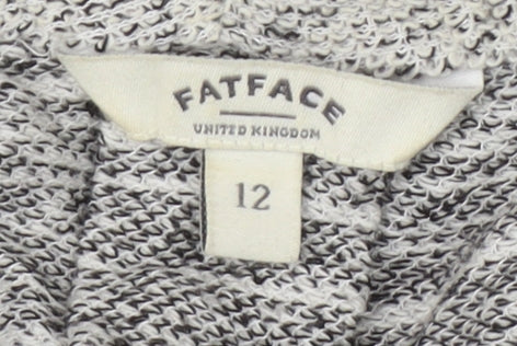 Fat Face Women's Grey Chunky Knit Open Cardigan Size 12
