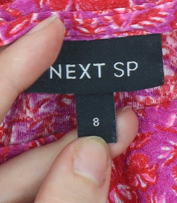Next Women's Multicoloured Floral Blouse Size 8 Short Sleeve