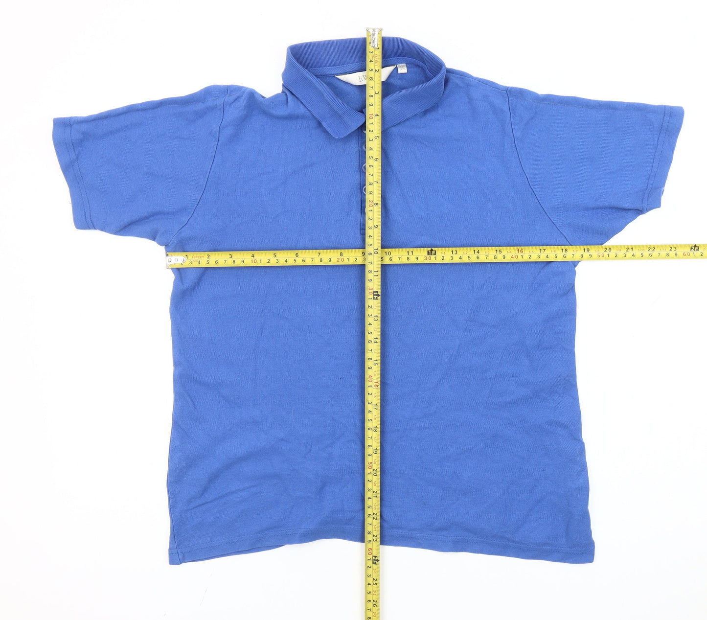 EWM Womens Blue Polo Shirt Size L 14-16 Short Sleeve Cotton Blend