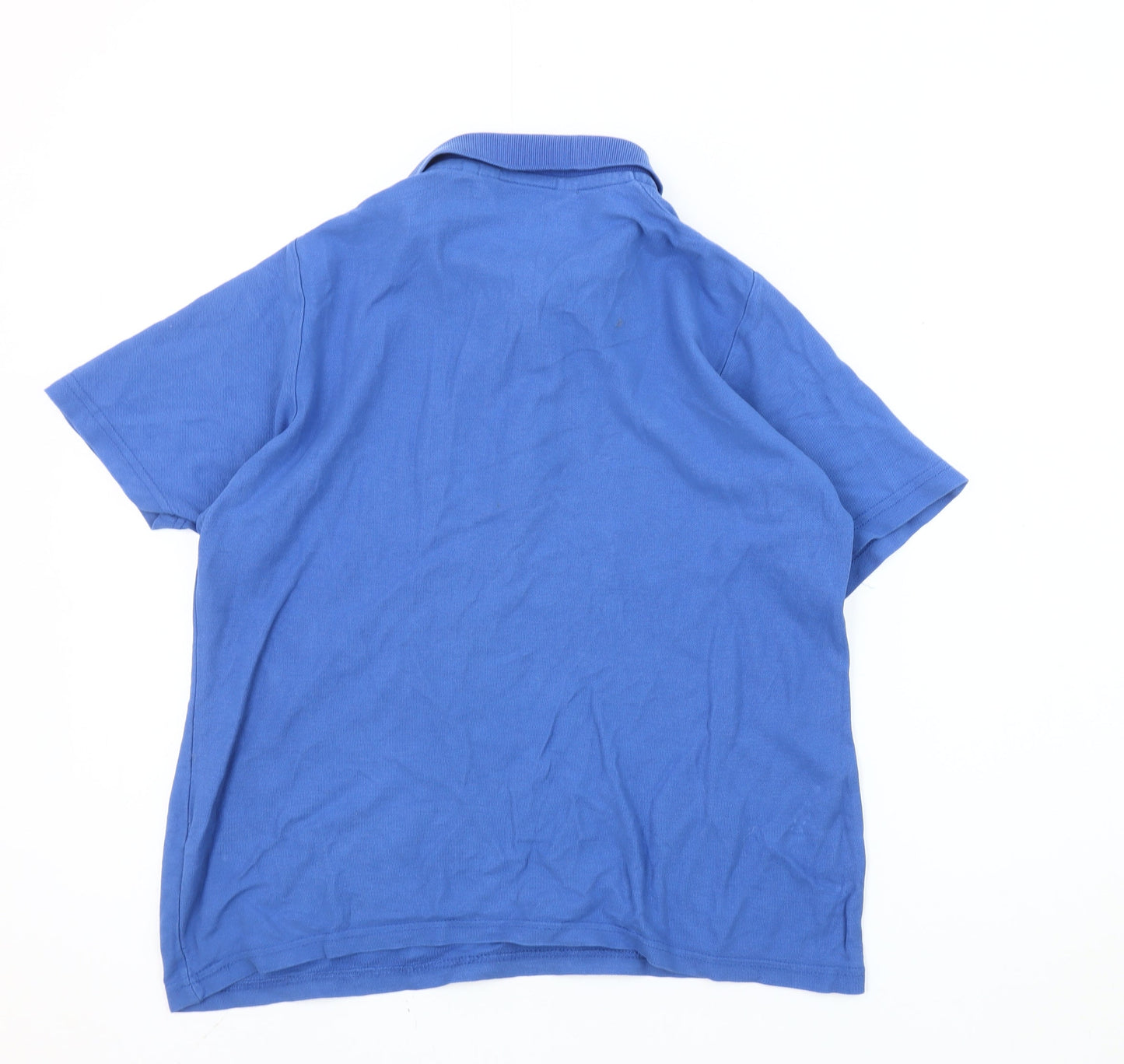 EWM Womens Blue Polo Shirt Size L 14-16 Short Sleeve Cotton Blend