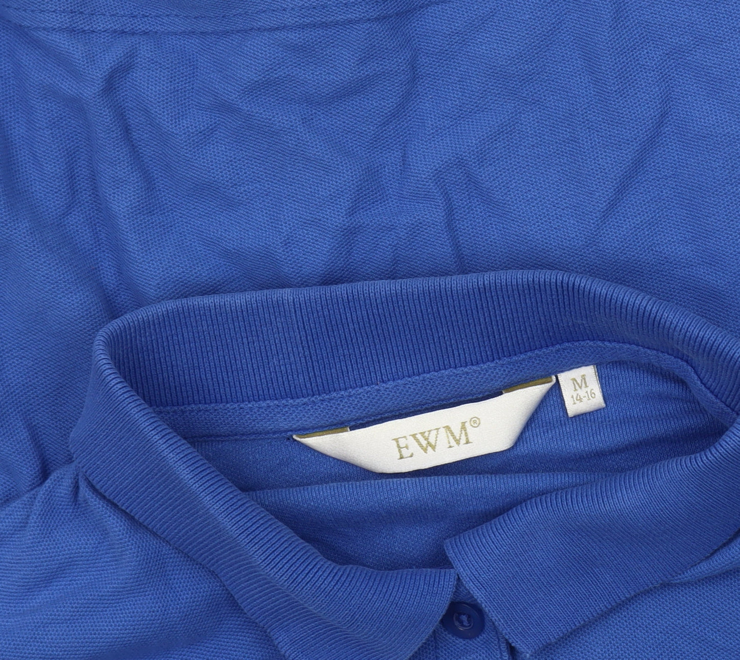 EWM Womens Blue Polo Shirt Size L 14-16 Short Sleeve Cotton Blend