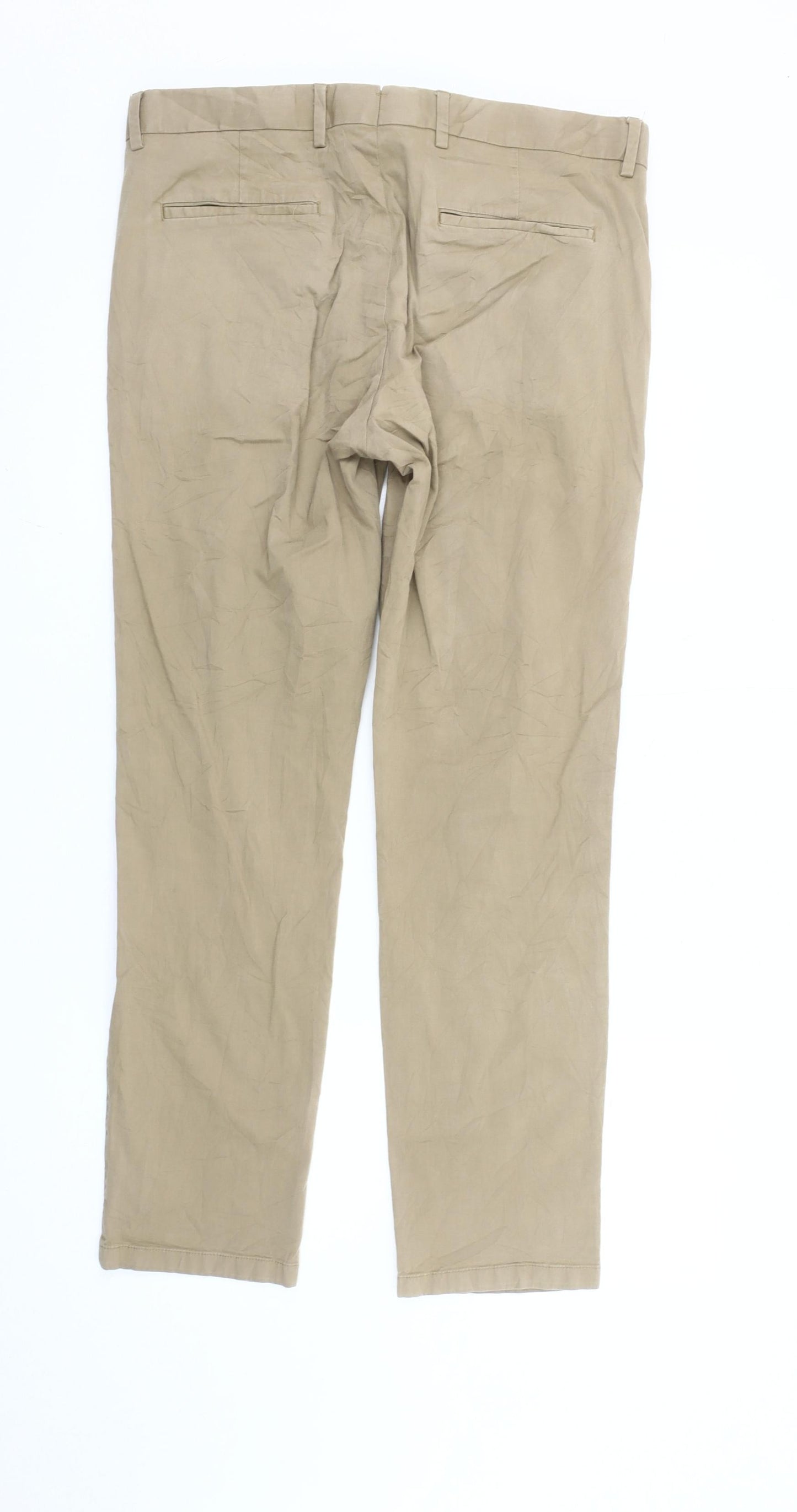 T.M. Lewin Men's Beige Chino Trousers 34R Slim Fit
