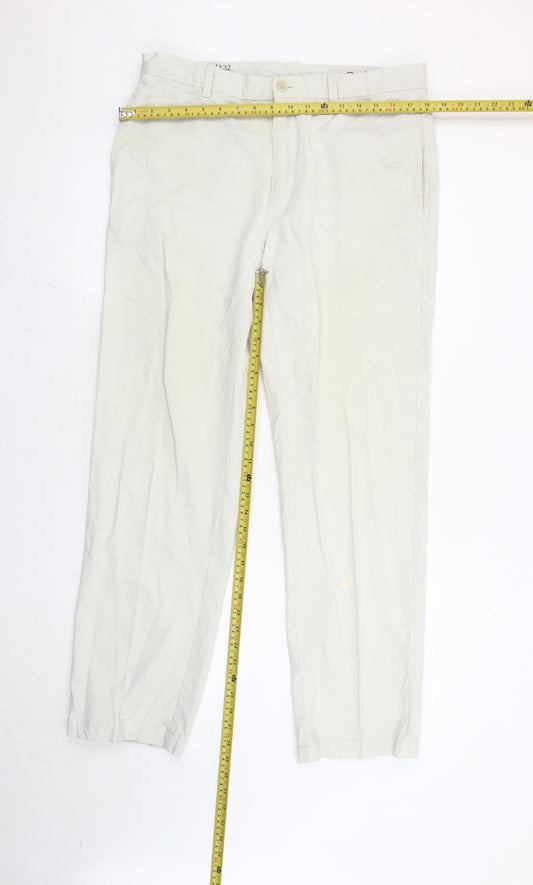 Calvin Klein Men’s Beige Chino Trousers 34x32 Regular Fit Straight Leg