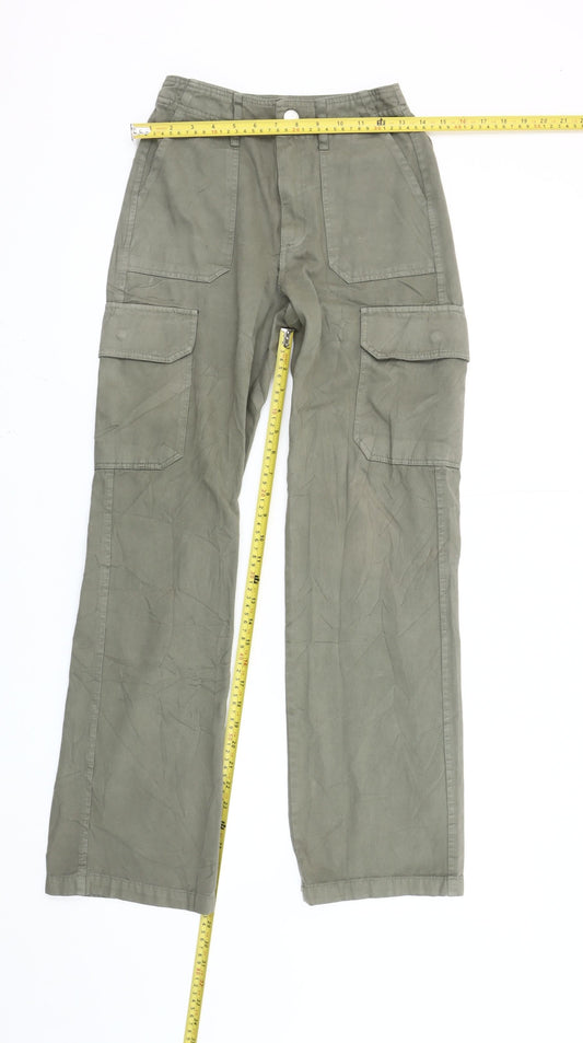 Zara Women’s Green Cargo Trousers Size 4 Regular Fit Mid Rise