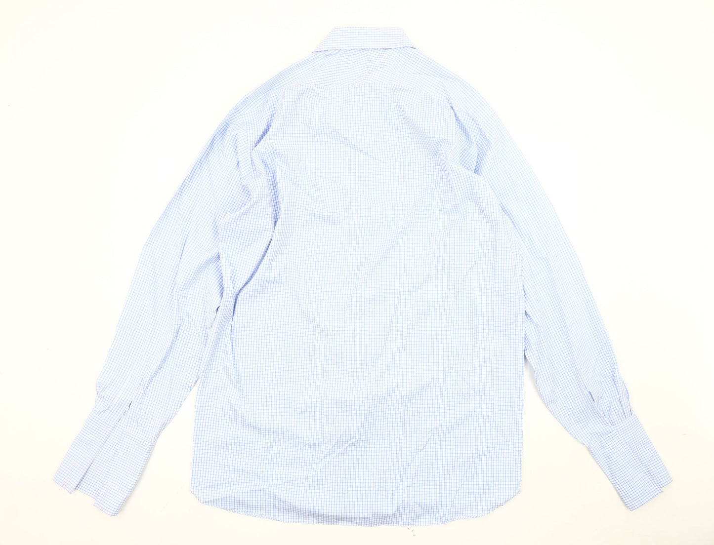 Austin Reed Men’s Blue Check Non-Iron Cotton Long Sleeve Dress Shirt 16/41