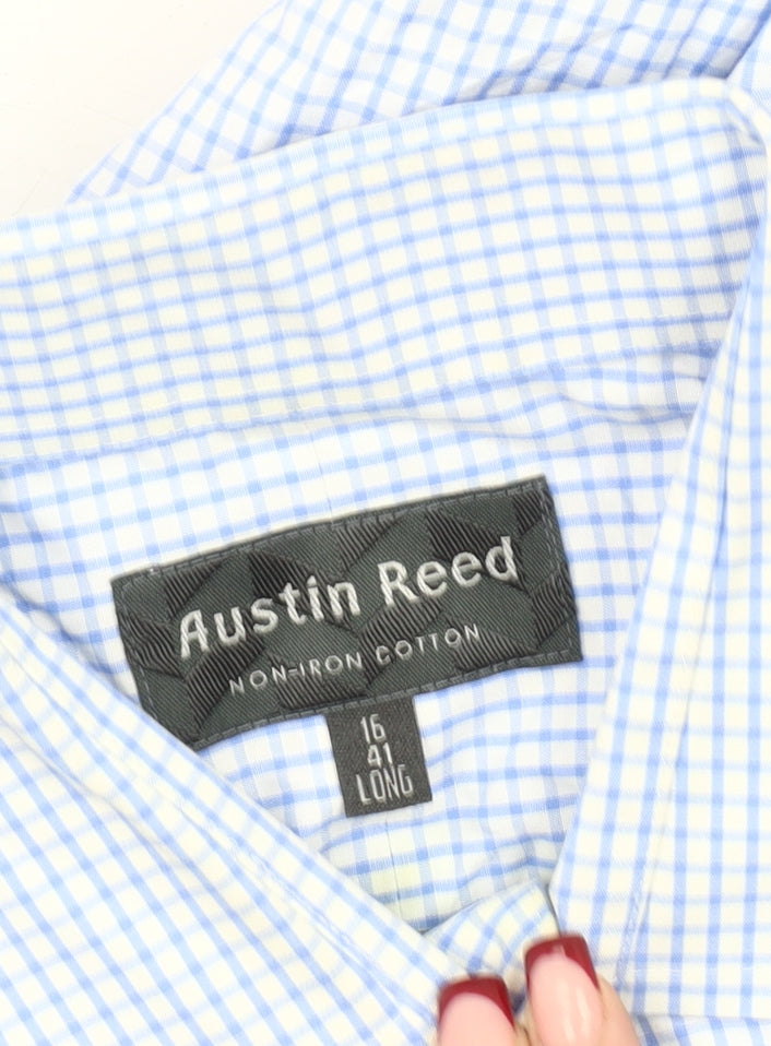 Austin Reed Men’s Blue Check Non-Iron Cotton Long Sleeve Dress Shirt 16/41
