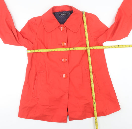 Atmosphere Women Red Cotton Mid-Length Trench Coat Size 12